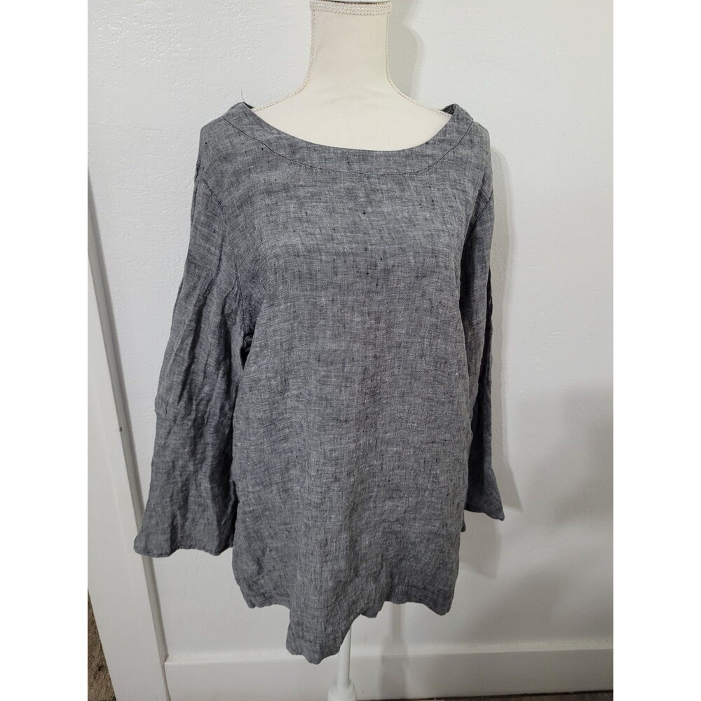 Linen Bell Sleeve Blouse Size 2x  Lagenlook Boho Cottagecore Whimsigoth Romantic